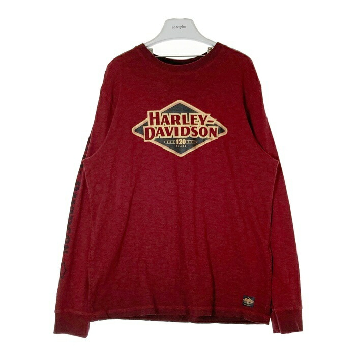 y*7様 Harley-Davidson フレイムデザイン 長袖Tシャツ XL 90s Harley-Davidson Blue flame Fire pattern ハーレー