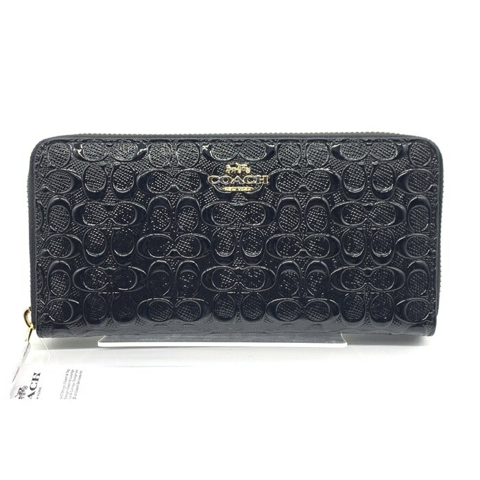 楽天市場】コーチ COACH 長財布 ブラックxゴールド レザーx