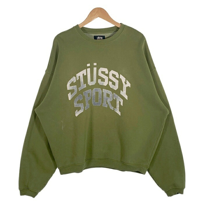 90s old stussy sport スウェット コットンポリ トレーナー STUSSY ステューシー 90s 紺タグ ロゴプリント クルーネック
