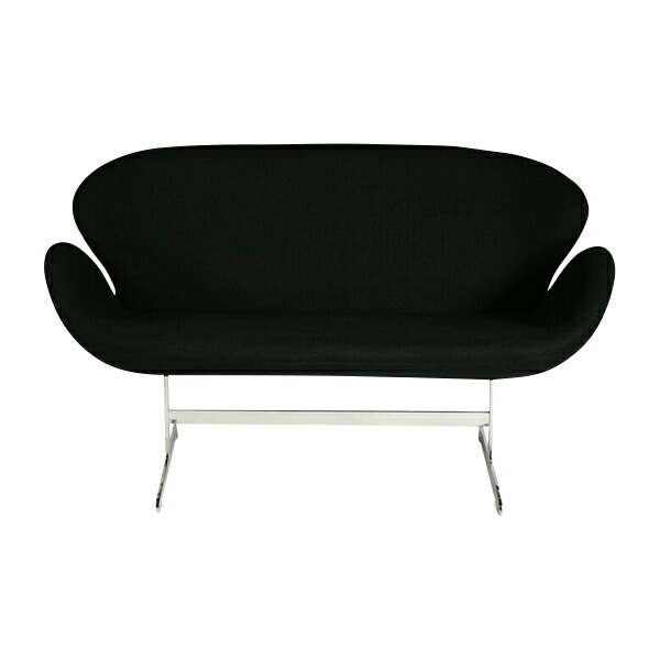 送料無料 スワンチェア(Swan Chair) 北欧デザイン ファブリック 2人掛け 2人用 2P ラブソファ ラウンジチェア リプロダクト デザイナーズ家具 チェア 椅子 イス いす ソファー 新品 BK ブラック