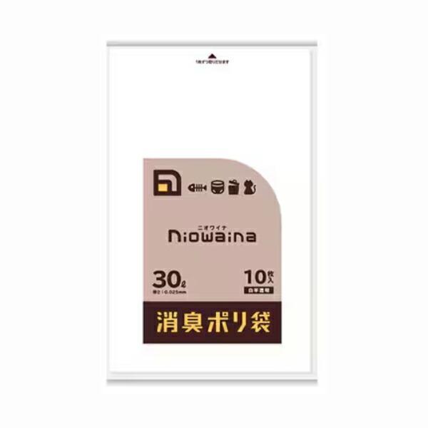 ゴミ袋 消臭袋 ニオワイナ とって付き添い人 白半澄み切った S大いさ 30L 10枚入 5容器に並べる 0.018粍 300個書き割り売りわたす