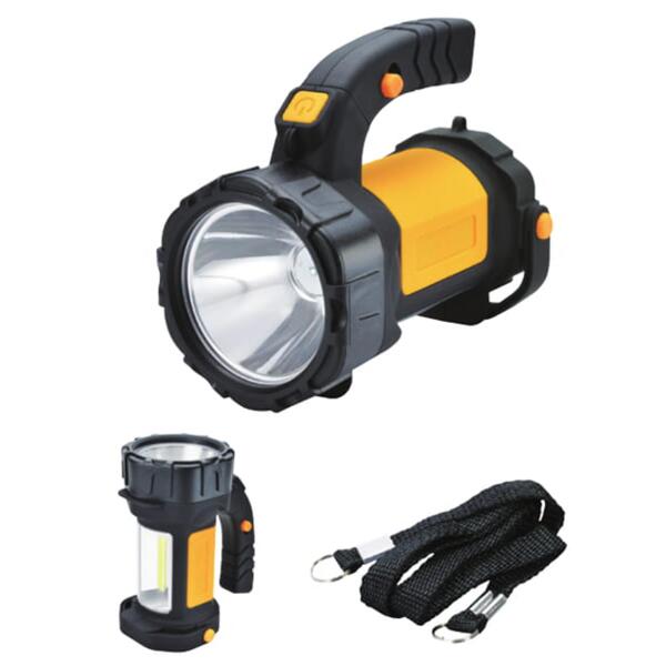 3W＋5WCOB LED探照灯 SV-6841 一個の手持ち部分で2通り路の持ち方ができる2WAY手持ち部分停電時には自動小銃点灯する検知器ともし火です肩にかけられるストラップ付 防災グッズ 不仕合わせ時に役立つともし火
