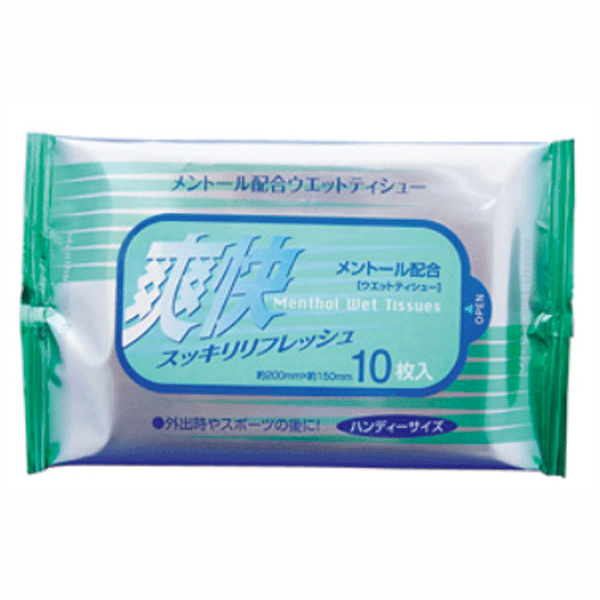 メントール配合ウェットティッシュ10枚 400個セット販売 暑い季節に役立つ爽快シート メントール配合で爽快感がアップ|ゴールドスター