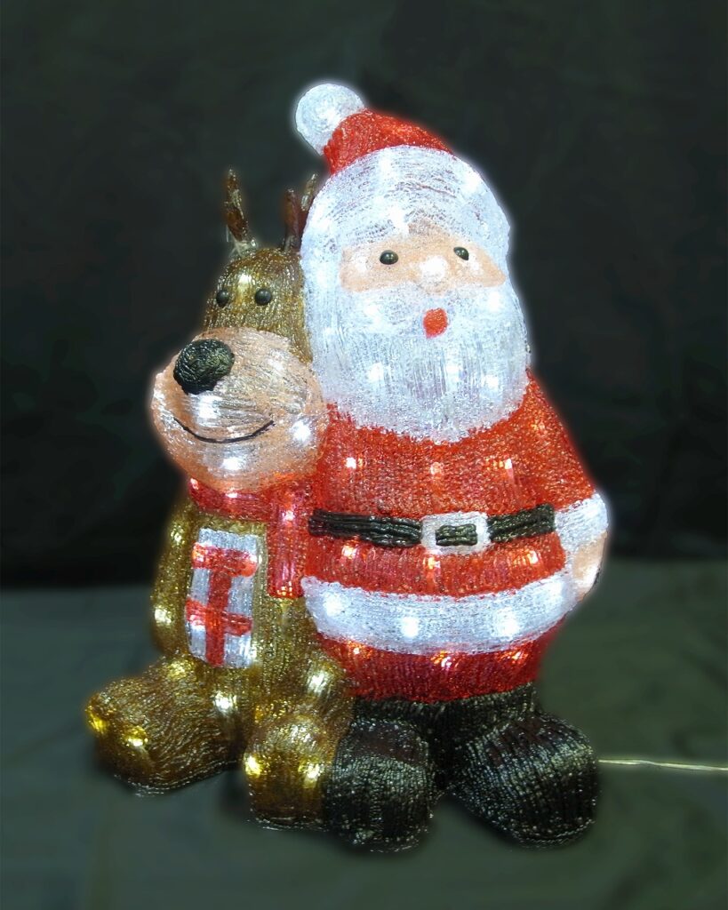 早いもの勝ち　イルミネーション　クマ　サンタ　まとめ売り　クリスマス 楽天市場】3Dサンタモチーフサンタ&トナカイペアLEDイルミネーション