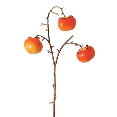 カキスプレイ　全長75ｃｍ　3本セット販売　和室・茶室にも最適　和風　柿の木造花　ディスプレイ飾りつけ　店舗装飾品