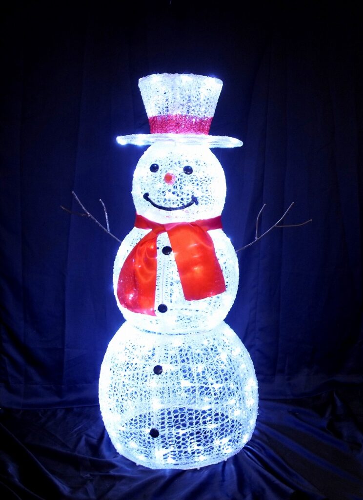 スノーマン120(L3D608)　高さ120ｃｍ　電飾　クリスマス　雪だるま　スノーマンディスプレイ　LEDライトイルミネーションオブジェ