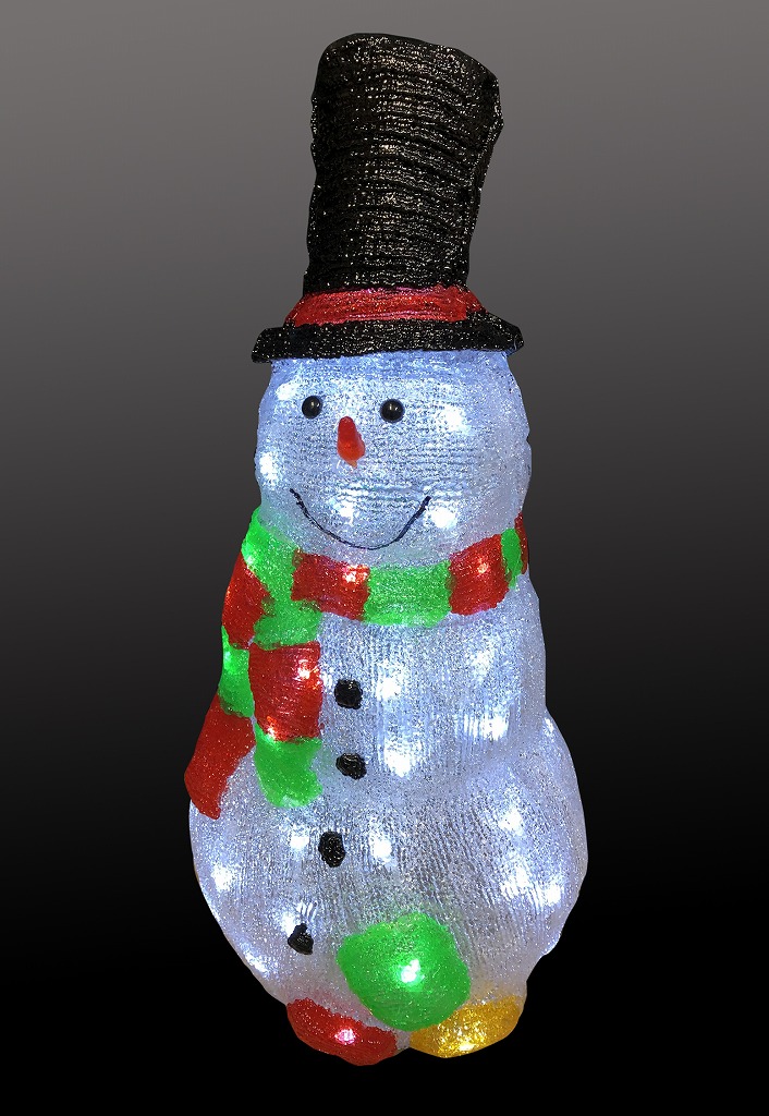 カラフルスノーマン(L3D606)　高さ57ｃｍ　電飾　クリスマス　雪だるま　スノーマンディスプレイ　LEDライトイルミネーションオブジェ