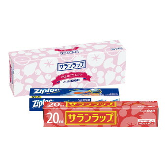 旭化成 サランラップ バラエティギフト4 (SVG4B) 24個セット販売 サランラップとジップロックフリーザーバッグの2点セット キッチン 販促品・ノベルティ・景品・記念品・ご挨拶品|ゴールドスター