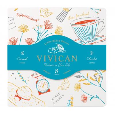Vivican Vivican 60缶セット販売 キャラメルクッキー ショコラクッキー キュートでポップな缶に入ったキャラメルとショコラ味のミニクッキースイーツ お菓子 キュートでポップな缶に入ったキャラメルとショコラ味のミニクッキー 60缶セット販売