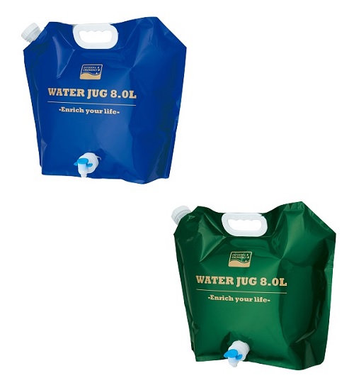 便利なウォータージャグ8L 54個セット販売 注ぎ口が2つ付いたウォータージャグ 2色取混ぜ アウトドアや断水・災害時などに 販促品・景品・ノベルティ・粗品