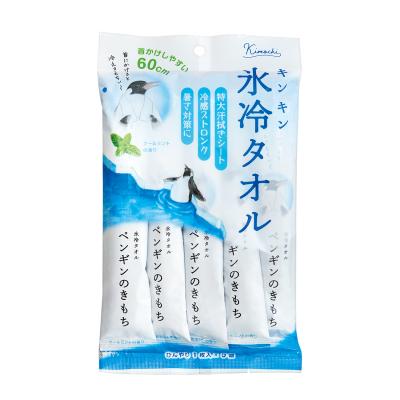 氷冷西洋手ぬぐい5枚入（ペンギン）72個仕掛ける売りわたす 冷感同盟罷工ロングな特大腰かけでスッキリ清清しい からだの汗や気になるニオイをさっぱりスッキリ拭き取る、冷やりとした構成成分メントール練り合わせるの冷感汗拭き西洋手ぬぐい