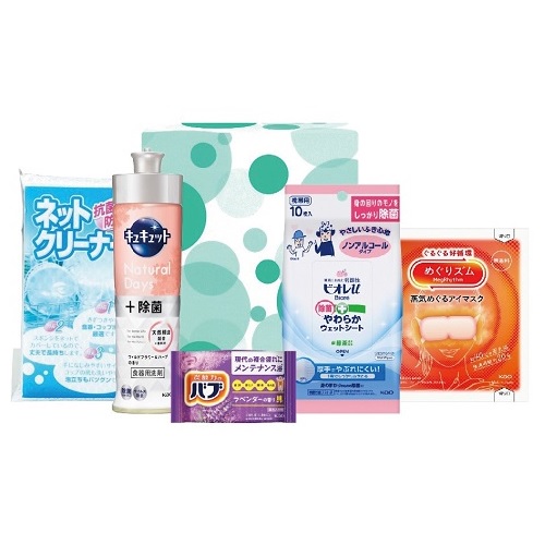 リラックスライフ５点セット　30個セット販売　人気の花王めぐリズムをはじめ、バブなど女性に嬉しい商品が入っています。日用品　詰め合わせ　ご挨拶品　販促品・景品・ノベルティ・記念品