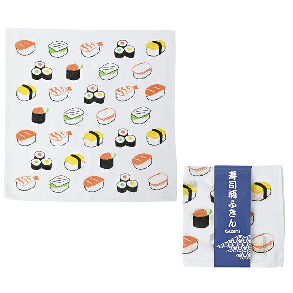 弥助柄ふきん 和柄 布巾 Sushi はたご屋跳ねあがる 外国人 お差し上げ物 販促品・割り増し金・不死化品・粗品・ノベルティ 飲食店 でき事販促品 雑貨
