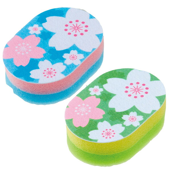 春の景品　桜コレクション　さくらキッチンスポンジ（1コ入） 桜スポンジ　2色取混ぜ 　キッチングッズ　販促品・景品・ノベルティ・粗品｜ゴールドスター