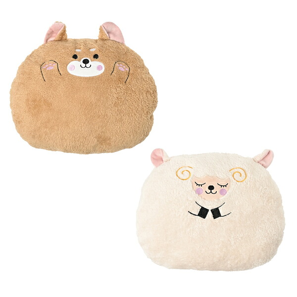 ふわもこアニマルファークッション ふわふわもこもこ癒しの伸び伸びするひと休みを ごろ寝座布団など盛りだくさんな役立つことに アイデア座布団 2柄取混ぜ（ひつじ・柴犬） 販促品・割り増し金・ノベルティ