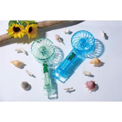 クリアハンディファン　100個セット販売　夏場の外出時に欠かすことができないハンディファン、見た目も涼しげなクリアタイプ　携帯用　ミニ扇風機　クールグッズ　熱中症対策　販促品・景品・ノベルティ