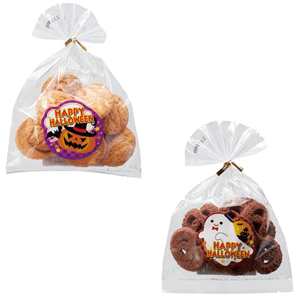 ハロウィン お菓子景品 ハロウィンクッキー 120個セット販売 国産小麦を使用したプレーン味のクッキー ハロウィンデザインのシールがワンポイント 子供会景品 ノベルティ・記念品・粗品・プレゼント|ゴールドスター