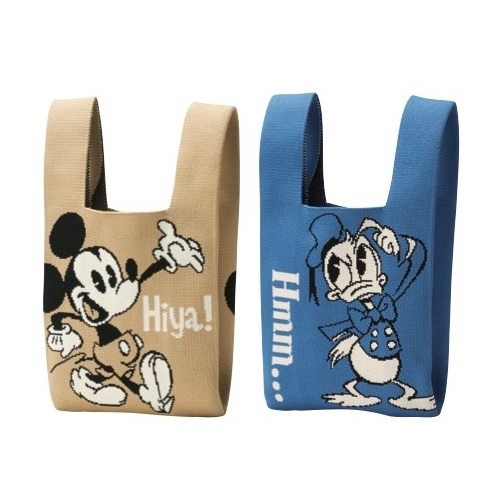 ミッキー＆ドナルド　ニットバッグ　80個セット販売　キャラクターバッグ　2柄取混ぜ　厚手のニット素材　お出かけバッグ　サブバッグ　販促品・景品・粗品・ノベルティ