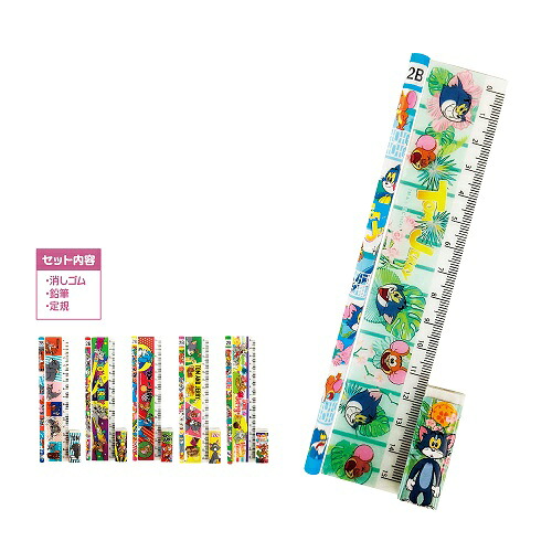 人となり文具 3点書き割り 400個書き割り売りわたす トムとジェリーキャラクターグッズ 消ゴム・木筆・行動様式の３点書き割り 6柄取混ぜ お子さん用バラマキ割り増し金 でき事販促品・ノベルティ・粗品