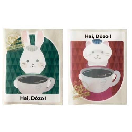 感謝の気持ちドリップコーヒー1袋 500個セット販売 コーヒープチギフト プレゼント かわいいアニマルパッケージ 2柄取混ぜ バラマキ景品 販促品・景品・ノベルティ・粗品|ゴールドスター