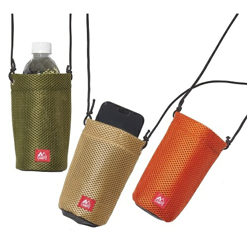 夏の割り増し金 キャンプス メッシュボトルホルダー 240個仕掛ける売りわたす ペットボトルやスマホを入れられる アウトドアやお出かけに助けになるな首掛け手合い 瓶肩部 3色取混ぜ バラマキ割り増し金 販促品・ノベルティ・粗品・不死化品