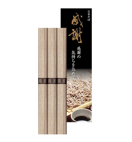 感謝そば３束　100個セット販売　50ｇ×3束　感謝パッケージ入りお蕎麦　夏のお中元　ご挨拶品にぴったり　麺類　食品ギフト　販促品・景品・ノベルティ・記念品