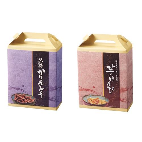 お菓子景品 手提げ付和菓子 60個セット販売 黒糖かりんとう・芋けんぴ 2種類からお選び下さい 手提げボックスに入った素朴で懐かしい和スイーツ 販促品・景品・ノベルティ・粗品・記念品・お返し