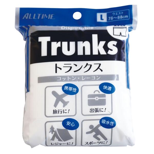 トランクス3枚入り　Lサイズ　非常用品　通気性・吸水性に優れ、さわやかな着ごごち　手もみ洗いが２～3回可能　ソフトで清潔感あふれる肌触り。　マッサージ店・エステ店でも重宝されております
