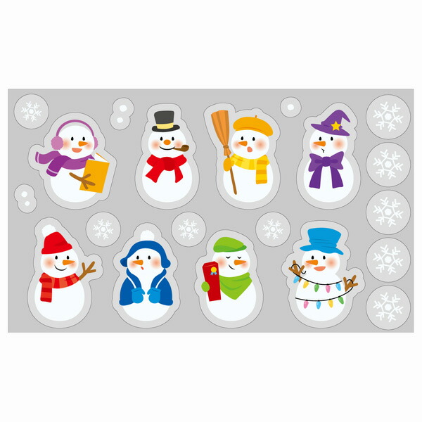 クリスマス　装飾　ウインドウステッカー　スノーマン　貼りやすくはがしやすい自己吸着タイプのステッカー　100ｃｍ×60ｃｍ　大きいサイズ　店舗入り口・窓用装飾