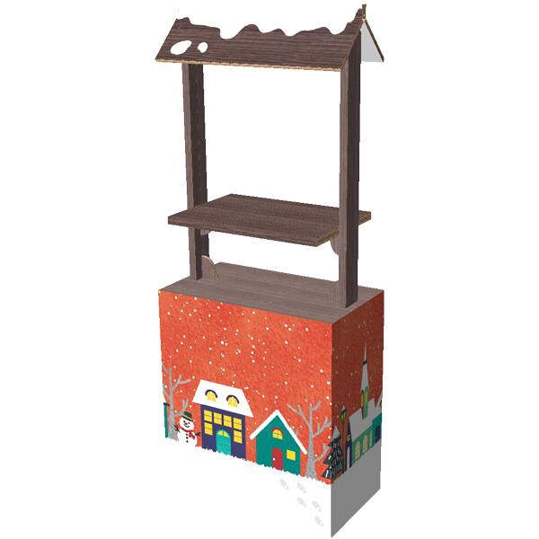 屋台型ディスプレイ　クリスマスバージョン　H202.3×W80×D45ｃｍ　紙製　※印刷可能（別途費用かかります）環境を考えた強くてエコな素材　什器・ディスプレイ・建材などアイデア次第で様々な用途に使えます