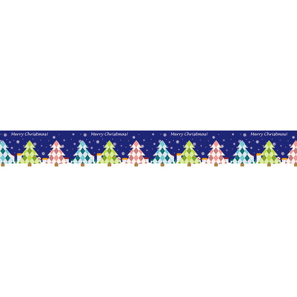 クリスマス　装飾　ロール幕（H60×L500ｃｍ）　カラフルツリー　クリスマス用装飾　布　テーブルクロス・陳列棚用にも