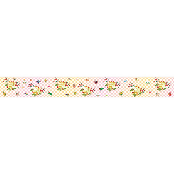 正月　ディスプレイ　ロール幕　松竹梅（H60×L500ｃｍ）　テーブルクロス　布　正月を彩る店舗装飾　陳列棚・商品棚用クロス