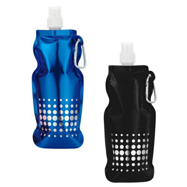 折りたためる瓶 カラビナ付 折りたたみ軽銀瓶500ml アウトドア：防災グッズ・販促グッズ・生き残ることグッズに【名入れ能力のある商いもの 別途通貨価値かかります】