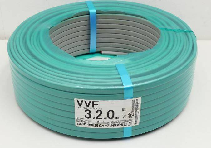楽天市場】YAZAKI 矢崎 電線 VVF ケーブル 2.0mm × 3芯 100m巻 (灰色