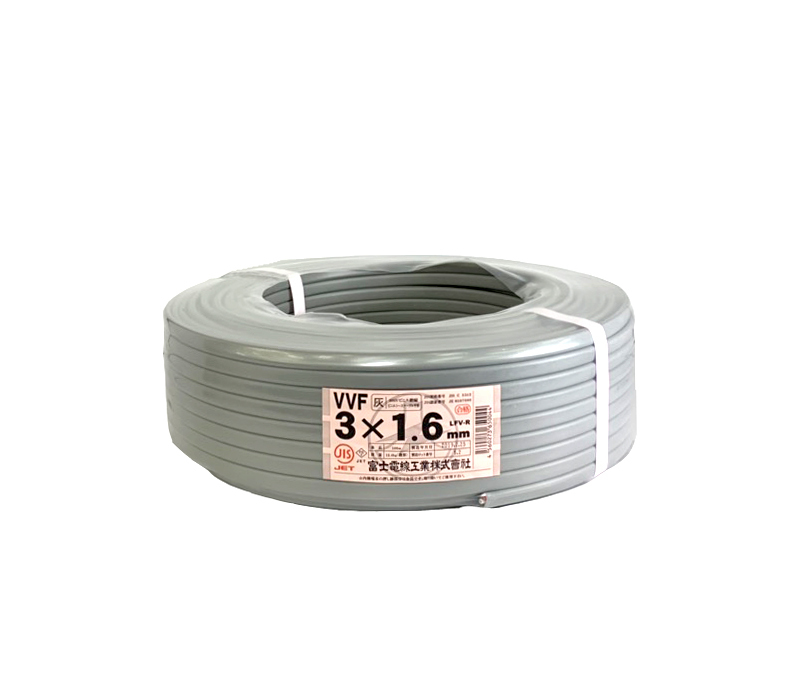 楽天市場】富士電線 VVFケーブル 2.0mm×3芯 100m巻 (灰色) VVF2.0×3C 