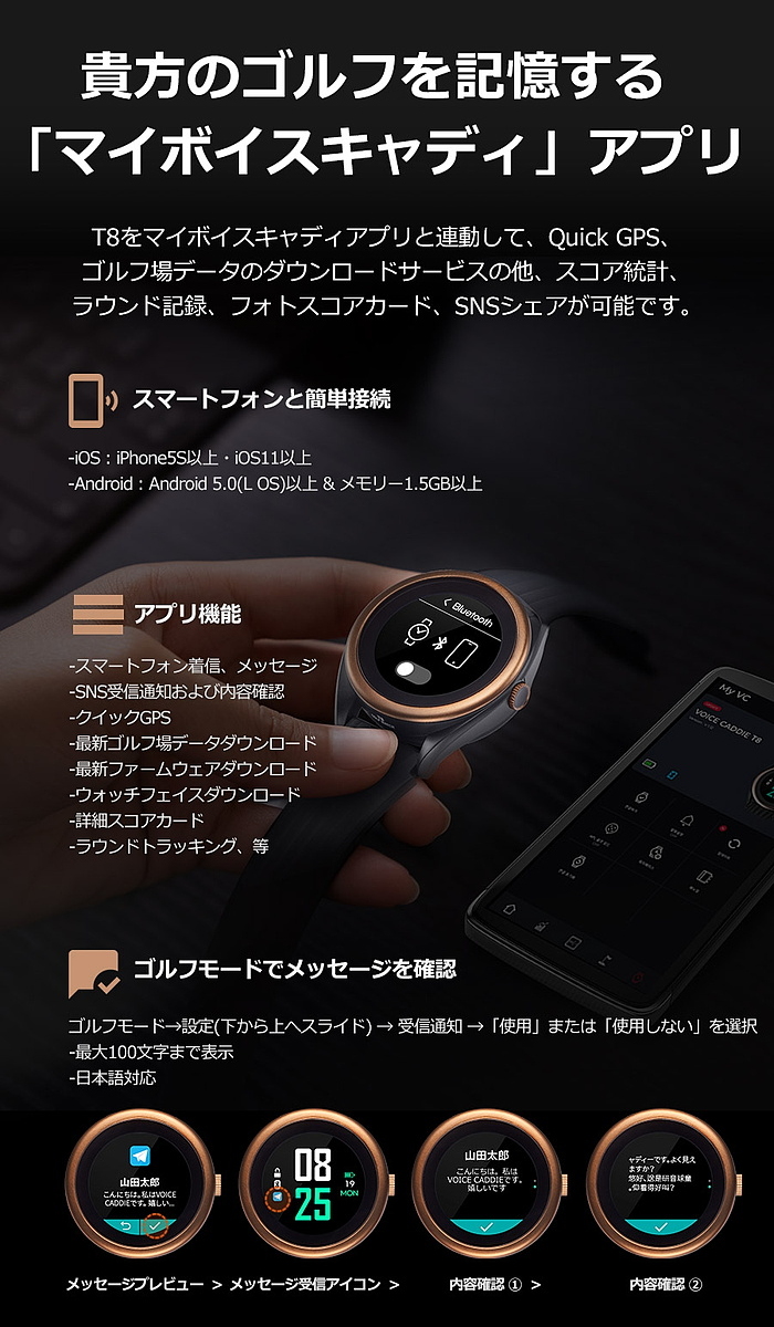 楽天市場 Voice Caddie ボイスキャディ T8 ゴルフウォッチ 時計型gps距離計 ゴルフアトラス