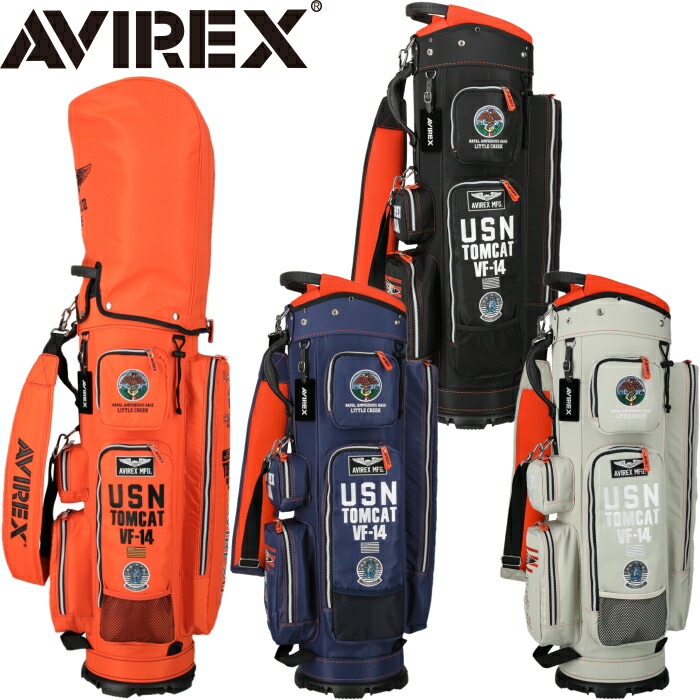 新品 AVIREX アヴィレックスゴルフ キャディバッグ オレンジ AVIREX GOLF アヴィレックスゴルフ 9型 カート式 キャディバッグ