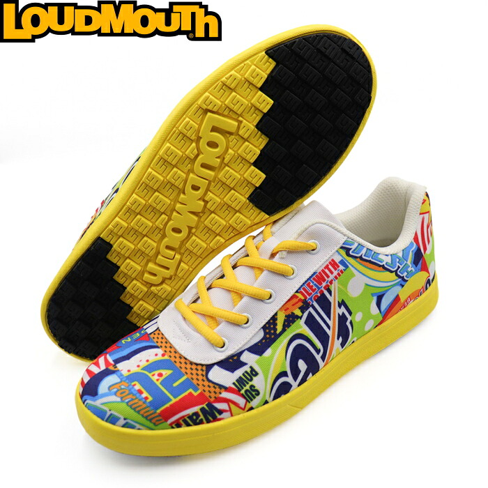 Loudmouth ラウドマウス LM-GS0005 スパイク受け答え ゴルフシューズ Bubbles x Yellow（454） 【メンズ/レディース】