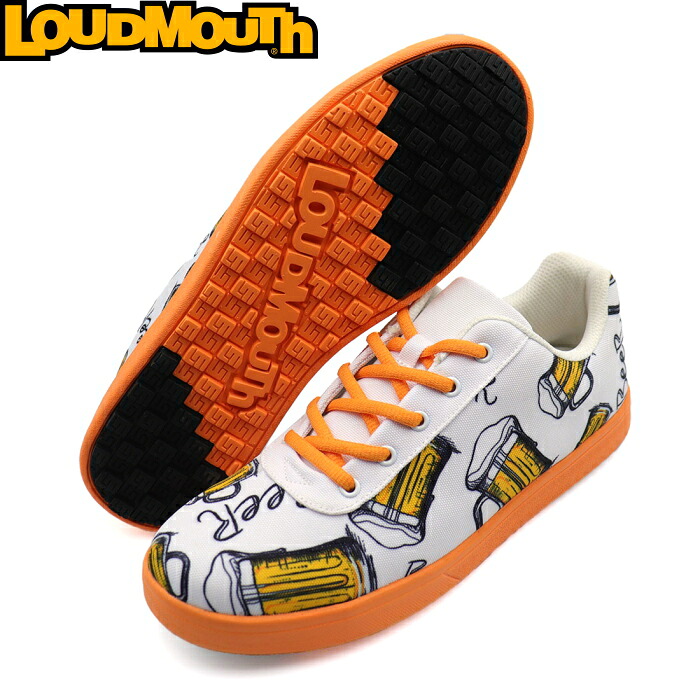 Loudmouth ラウドマウス LM-GS0005 スパイクレス ゴルフシューズ　Brewskis White×Orange（461） 【メンズ/レディース】