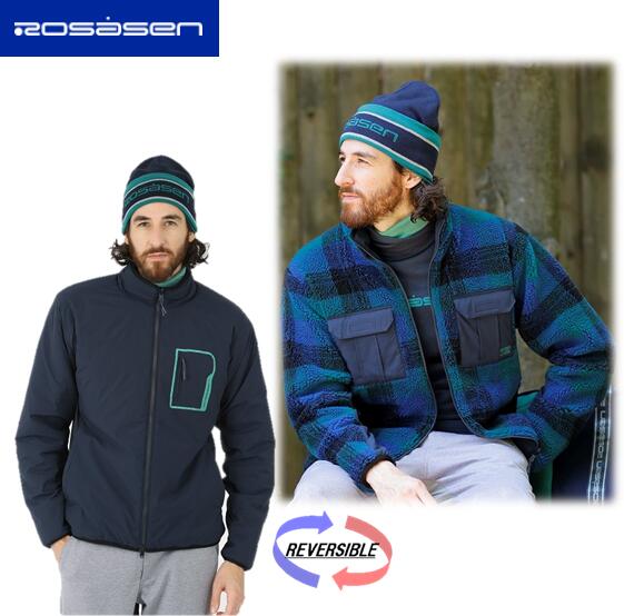売れ筋 Rosasen044-57111ロサーセン 防寒チェック柄ボアリバーシブル