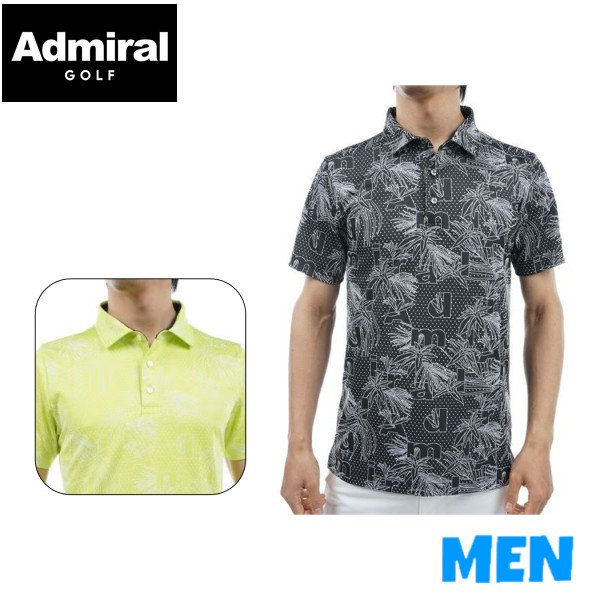 Admiral GOLF アドミラルゴルフ ADMA434 MEN メンズ リーフジャカード ポロシャツ 半袖