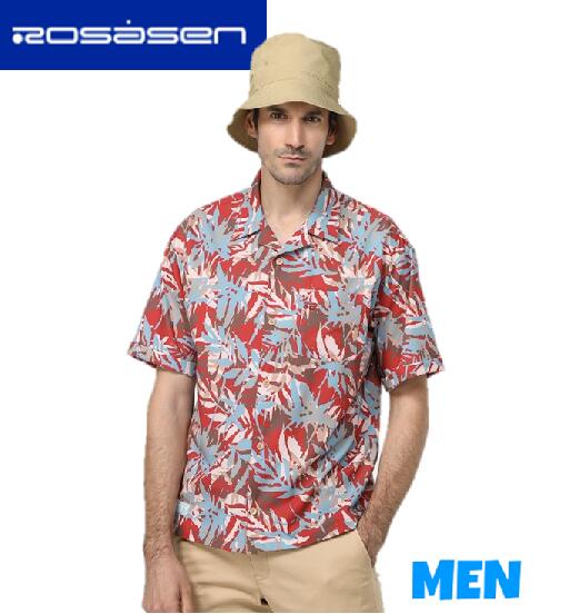 Rosasen ロサーセン044-21446MEN メンズ岩礁柄開襟プルオーバー