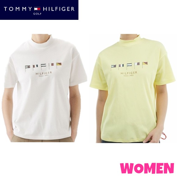 TOMMY HILFIGER GOLF トミーヒルフィガー ゴルフ THLA501 WOMEN レディース マルチフラッグ リラックス 半袖 モックネック シャツ