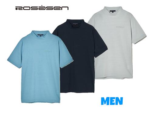 Rosasen ロサーセン044-23543  メンズメッシュジャカード半袖モックネック