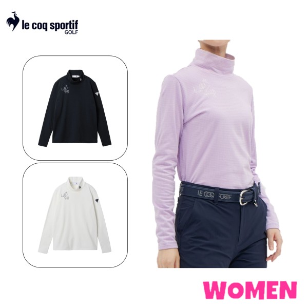 【30% OFF】 le coq sportif golf ルコックスポルティフ ゴルフ LG5FLS52L WOMEN レディース 裏起毛 モックネック 長袖 シャツ ネイビー パープル ホワイト