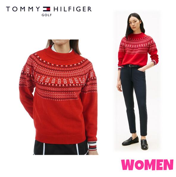 【30% OFF】TOMMY HILFIGER GOLF トミーヒルフィガー ゴルフTHLA573 WOMEN レディースフェアアイル柄 ハイネック編み物