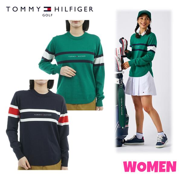 【30% OFF】TOMMY HILFIGER GOLF トミーヒルフィガー ゴルフTHLA566 WOMEN レディースフロントロゴ クルーネックニット
