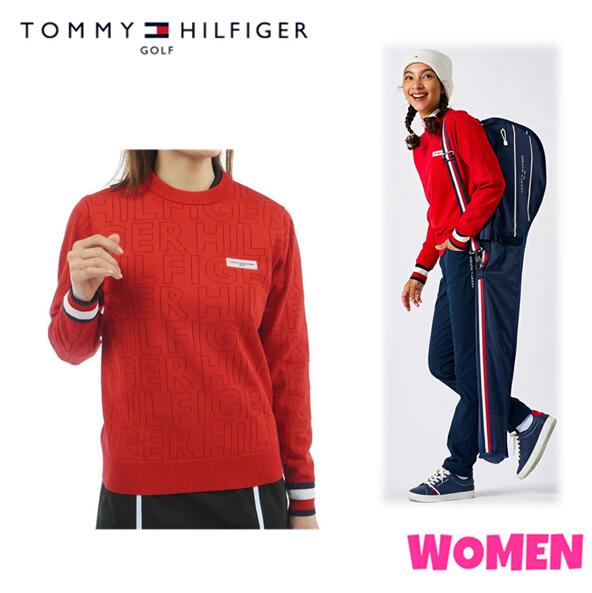 【30% OFF】TOMMY HILFIGER GOLF トミーヒルフィガー ゴルフTHLA565 WOMEN レディースドットロゴ クルーネックニット