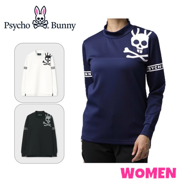 【30% OFF】Psycho Bunny サイコバニーGFW161 251-560WOMEN レディースラインスリーブロゴ モックネック Ｔシャツ