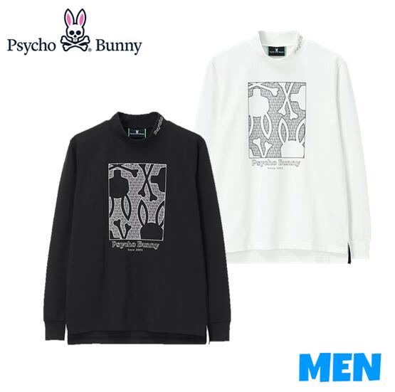 【30% OFF】Psycho Bunny サイコバニーGF649 251-568MEN メンズ目あたらしい総柄作物細工物 モックネックＴシャツ
